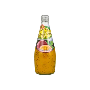 HONEYBEE Thai Passion Fruit Basil Seed Drink 290ml - Refreshing Tropical Juice Beverage