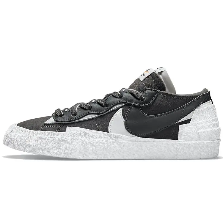 Nike X Sacai Blazer Low Iron Grey' Skate Shoes Unisex Black White DD1877-002