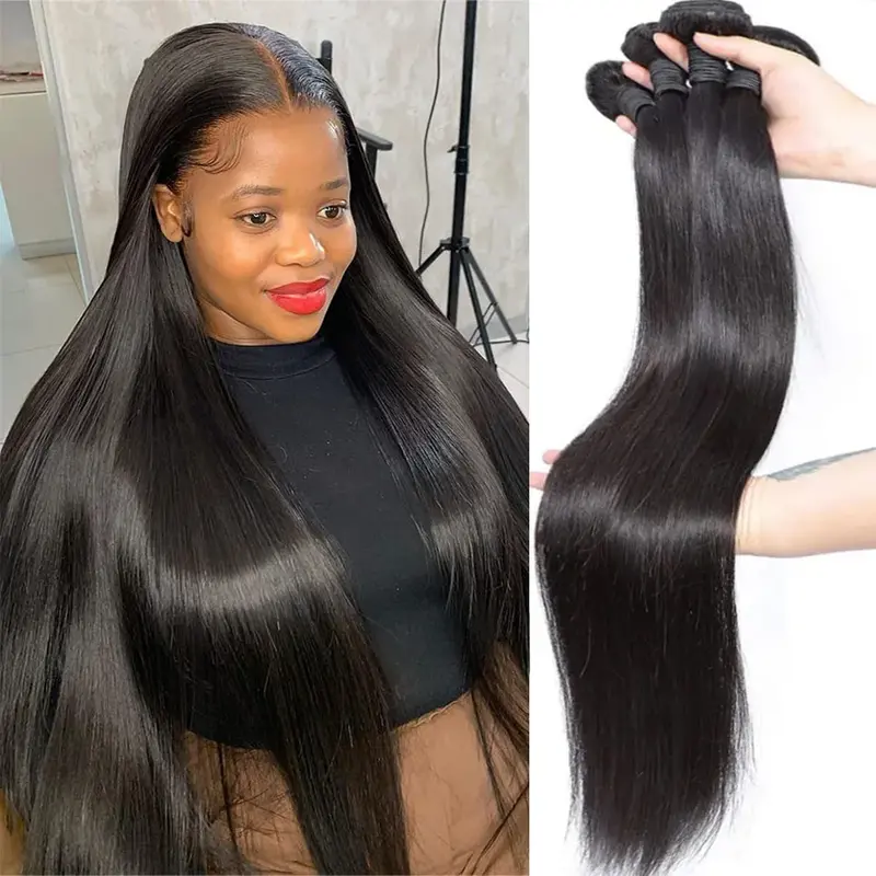24K Extensions Straight Hair 3 Bundles Brazilian Virgin Hair Straight Human Hair Bundles