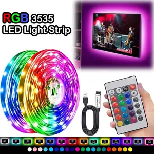 1pc 3535 RGB LED TV backlight light strip with 24-key remote control, multiple modes, flexible and dimmable, USB power supply, suitable for TV backlight, party, home decoration, Led Lights Strips