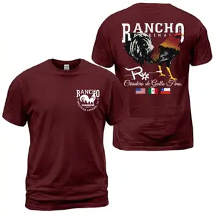 Rancho Original Gallo Fino T-Shirt, Criadero de Gallo Fino Rooster Graphic Tee, Rancho Original Western Mexican Chile USA Flag Patriotic Shirt, Casual Daily Wear Tee For Men & Women, Apparel Made In The USA
