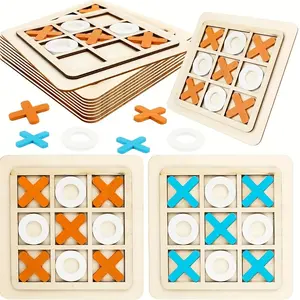 Classic Wooden Tic Tac Toe Game Board, Traditional Family Game, Christmas and Halloween Gift, Home Entertainment, Traditional Games, Board Game Blocks
