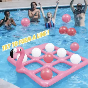 Inflatable Flamingo Nine-Grid Throwing Game Set – PVC Summer Pool & Yard Party Activity, Interactive Queue Game for Adults & Families, Outdoor Festive Prop for Gatherings, Fun Competitive Vibe