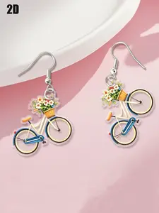 Elegant Bicycle Basket Earrings, Romantic Farmhouse Style, Detailed Design, Perfect for Casual Wear, Adds a Touch of Romance, High Quality Earrings