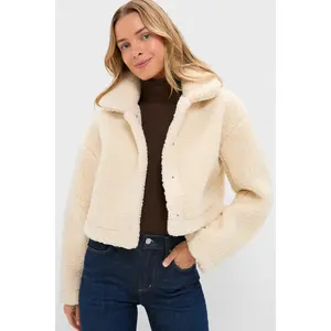 Cream Sherpa Sara Crop Jacket