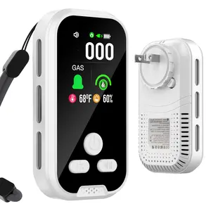 4-in-1 Gas Detectors Plug-in Wall, C&O  Natural Gas Leak Detector with Temperature and Humidity, Portable  Detector with Battery Backup for Home, Travel & RVs