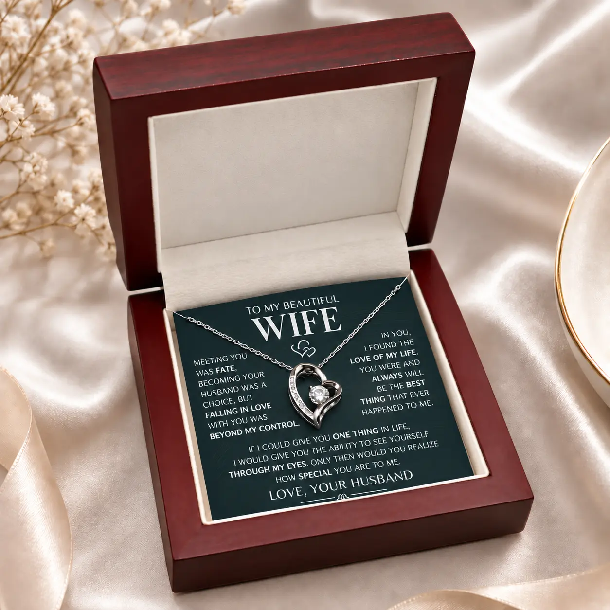 Matching Couple Brass Necklaces - Romantic Accessories, Casual Unique Jewelry, Womens Gifts, Forever Love Promise Piece for Wife, 1 Targeted Birthday/Christmas Present