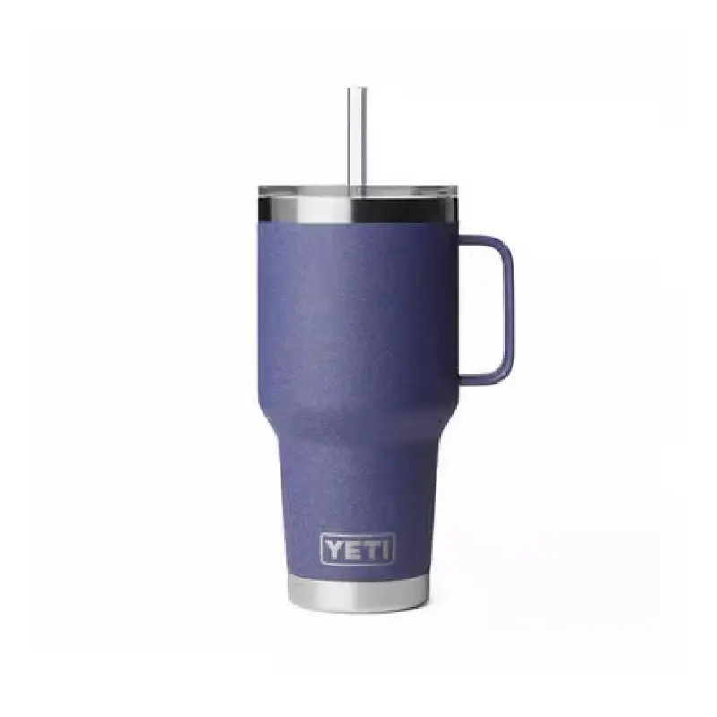 YETI Rambler 35 oz Vacuum-Insulated Stainless Steel Tumbler - Portable Kitchenware Drinkware, Water Bottle Mug with Handle, Straw Lid, Moon Dust Texture, Hot and Cold Water Vacuum Flask, Water Bottles