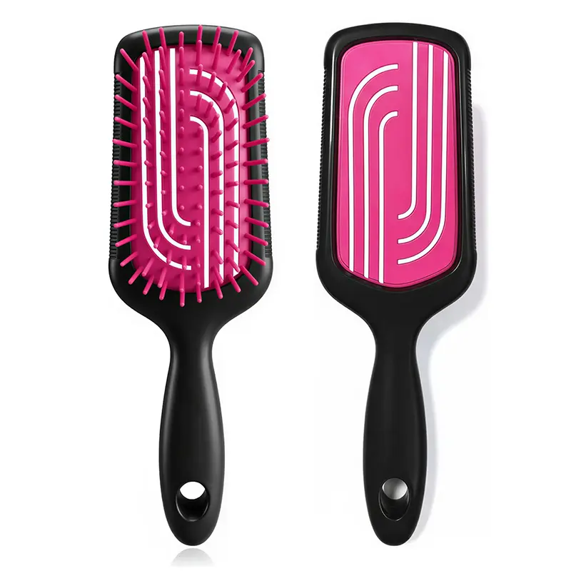 Detangle Hair Brush for Women & Men - Does not Pull -Detangling Brushes,  For Wet, Dry and All Hair Types（Black/Red)