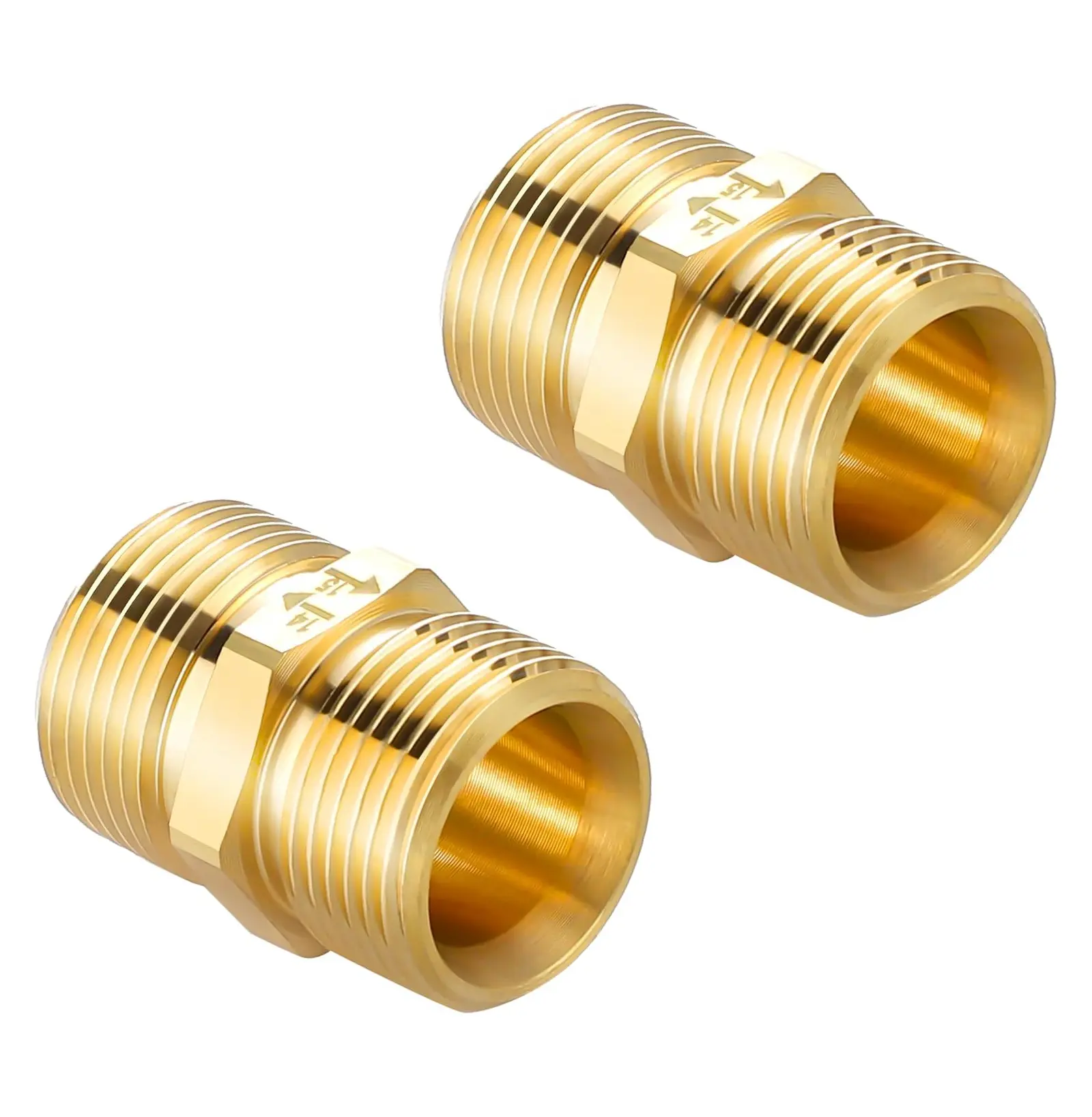 M MINGLE Pressure Washer Adapter, M22 15mm Male x M22 14mm Male, 2 Pack | Pressure Washer Hose Extension Coupler, Converts M22 14mm to M22 15mm Male Threads, Clear Arrow Markings, 4500 PSI