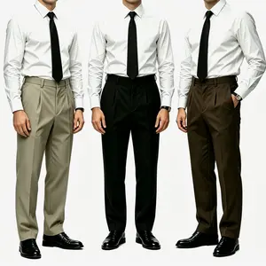 Essential dress pants for men in the workplace! High-waisted pleated design with a beautiful drape; the white shirt pairs perfectly with all three colors for business commuting and formal wear—versatile, structured, wrinkle-resistant, and slimming.