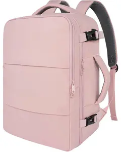Travel Backpack for Women, Carry On Backpack with USB Charging Port & Shoe Pouch, TSA 15.6inch Laptop Mochila Flight Approved, Nurse Bag Casual Daypack for Weekender Business Hiking, Pink