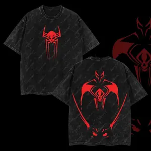 Superstyle Miguel O’Hara Spidey 2099 Collection - Spidey verse Edition Double Printed Oversize Lightweight Acid Washed Tee TV Series Graphic Design Top Cotton Streetwear Comic Superheroes T-Shirt Clothes Menswear Womenswear