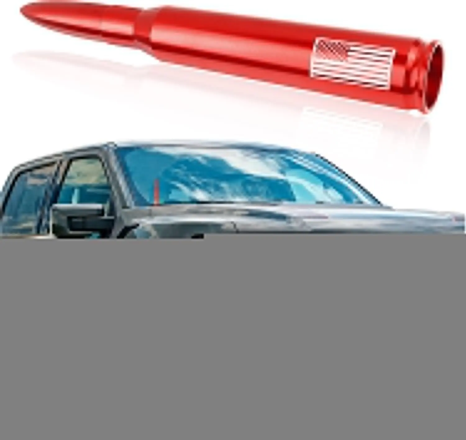 New Upgrade American Flag Bullet Antenna,Truck Exterior Accessories Antenna Toppers Compatible with GMC,Chevy Silverado,Dodge,Ford,Jeep Antenna Replacement (Premium Red - U.S. Flag)