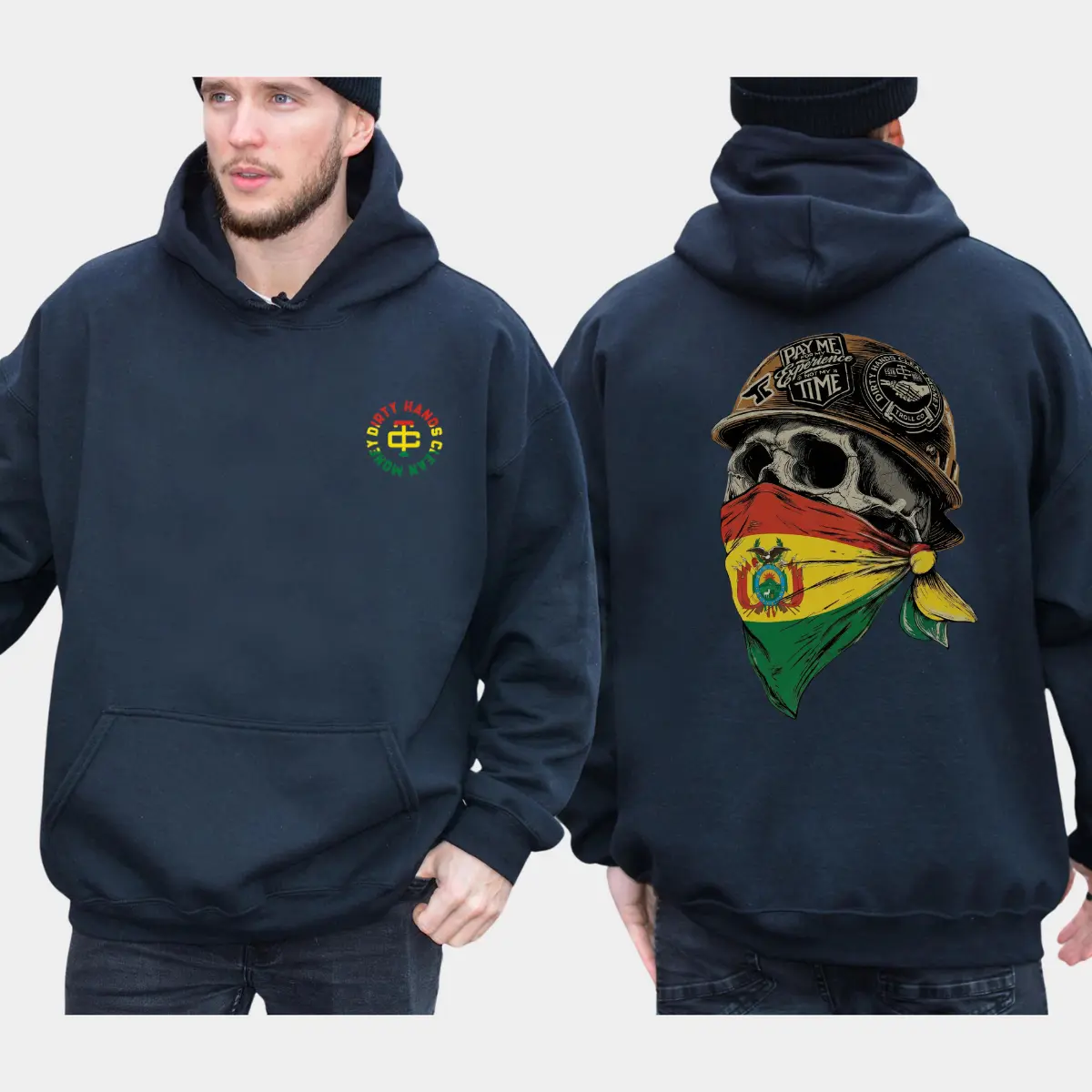 Bolivia Flag Skull Face Mask Hoodie, Dirty Hands Clean Money Hoodie, Blue Collar Men's Graphics Shirt, Bolivia Dad Gifts, Workwear Graphics Hoodie, Casual Mens Wear