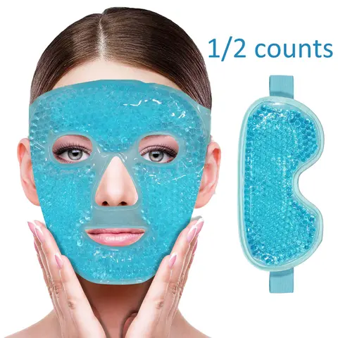 Blue Gel Cooling Ice Mask, Skin Care Mask, Facial Mask, Gel Masks, 1 Count/ 2 Counts Face Mask/ Eye Mask, Reducing Puffiness, Soothing Dark Circles & Migraine Relief