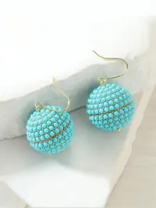 Fashionable Retro OL Style Synthetic Turquoise Drop Earrings for Women Round Ball Earrings Wedding Bridal Accessories Party Ear Jewelry Wholesale