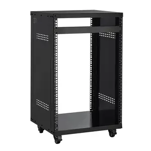 Summervibes VEVOR 16U AV Rack, 200 lbs Max Capacity, Home Recording Studio Rack with Lockable Caster Wheels, Open Frame Server Cabinet, Special Vent Design, for 19-Inch Audio Video Musical IT Equipment Mounting
