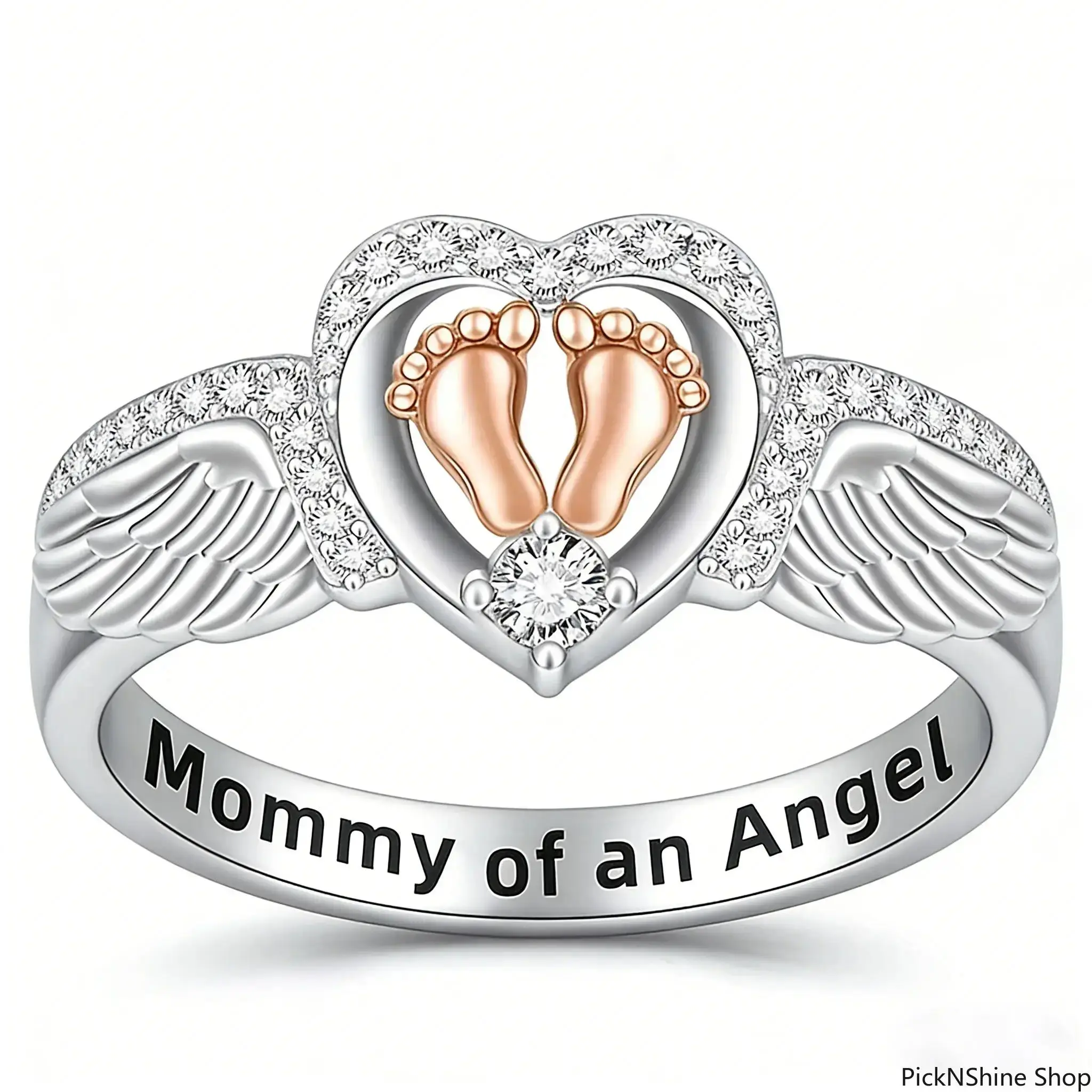 Women’s Adjustable Charm Stacking Ring - Multi-Size Heart Motif Love Symbol Angel Wings Costume Jewelry, Thoughtful Gift for Daily Wear, Anniversary, Heart Rings, Multi-Size Rings