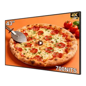 43" 4k UHD 700nits Wall Mount Digital Signage, Slim Fit Frameless Digital Signage Display, LCD Monitor Advertising Screen, Android OS with HDMI in, Publishing Content with U-Disk/APP/CMS