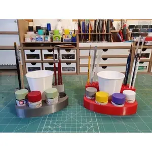 Tamiya Model Brush, Cup, and Paint Holder for 10ml Acrylic Paints Scale Modelers (WHITE ONLY)