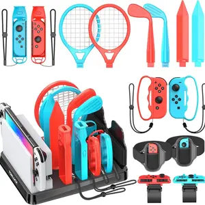 Switch Sports Accessories Kit with Storage Station - Compatible with Switch/OLED & Joy-con, Ideal for Family Sports Party Game Organization Nintendo 3DS&2DS Wii U PS3 Interactive Gaming Figures