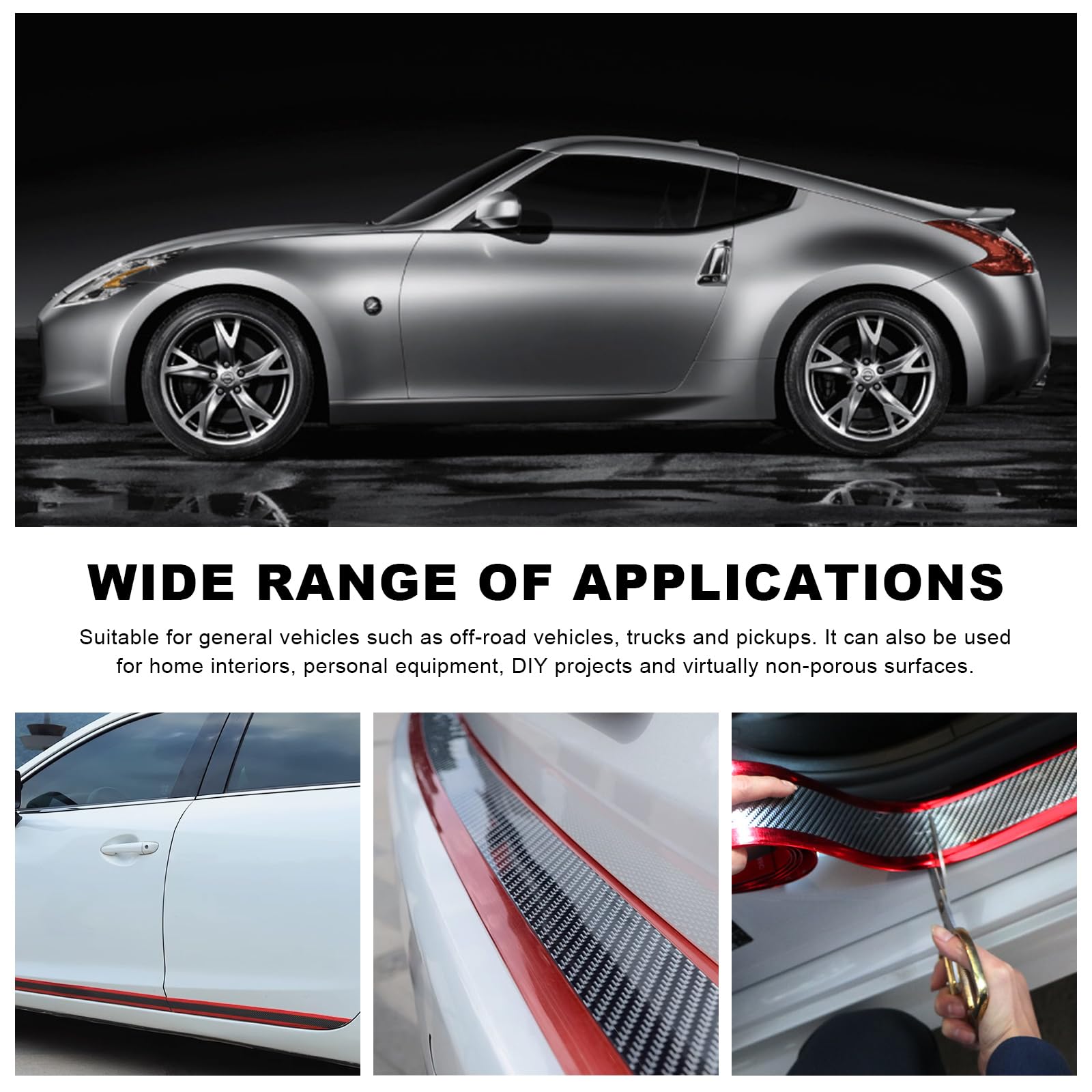 Car Door Edge Entry Guards Waterproof Carbon Fiber Threshold Protector Tape Multipurpose Carbon Fiber Car Door Sill Guard Protector Self-Adhesive Flexible Car Sticker Protector for Car SUV Truck Door Entry Guards