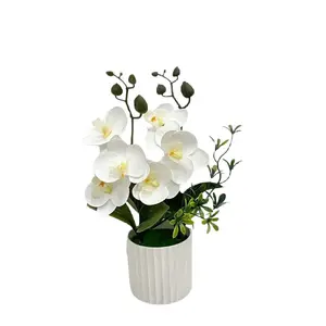 Artificial Orchid Plant Pot, Multi-Color Butterfly Orchids Decorative Vase, Durable Plastic Flower Arrangement for Home Office Desk TV Stand Bedside Table Ornaments, Artificial Potted Flower, Artificial Flowers