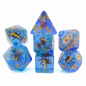 Octopus Resin DnD Dice Set: 7-Piece Aquatic RPG Dice for Dungeons and Dragons with Intricate Sea Creature Designs and Vibrant Resin