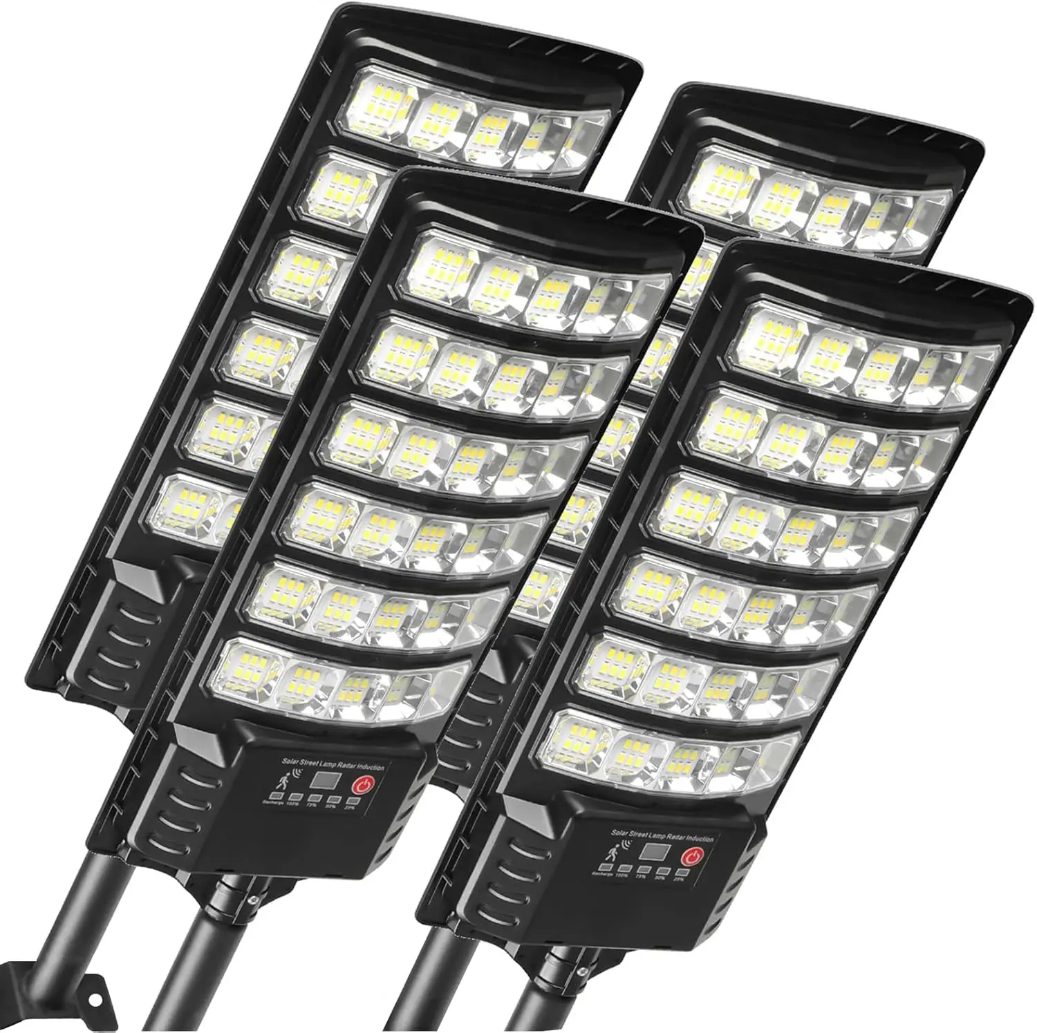 4Pack Solar Street Lights, 30000LM Outdoor Flood Light, Dusk to Dawn, IP66 Waterproof Solar Powered Parking Lot Light with Remote Control, 6500k Dimma