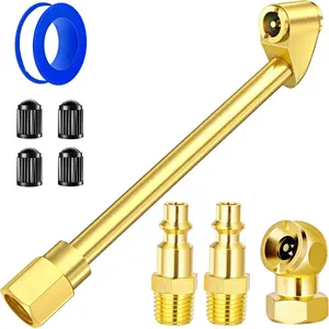 2 Way Connection Air Chuck Set - 1/4 Inch Female NPT Closed Ball, Dual Head & Standard Male Quick Plug for Tire Air Fill car automotive truck tire deflator