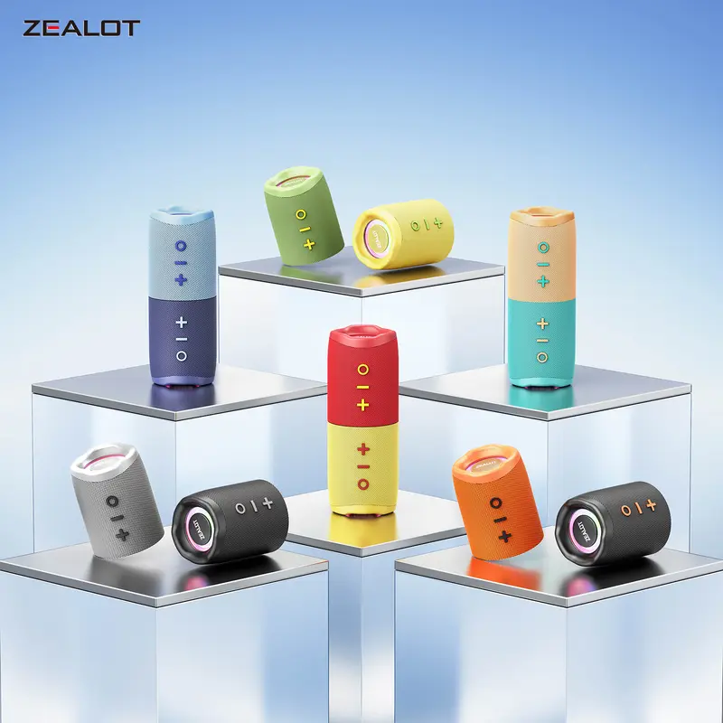 10W*2【ZEALOT】Portable wireless speaker, Magnetic Split speaker, RGB ambient light, outdoor Bluetooth speaker surround sound, TWS pairing,long battery life,supports USB/TF/AUX/BT smartphones. Ideal choice for family/car/party/camping/gift giving, Audio, Mu