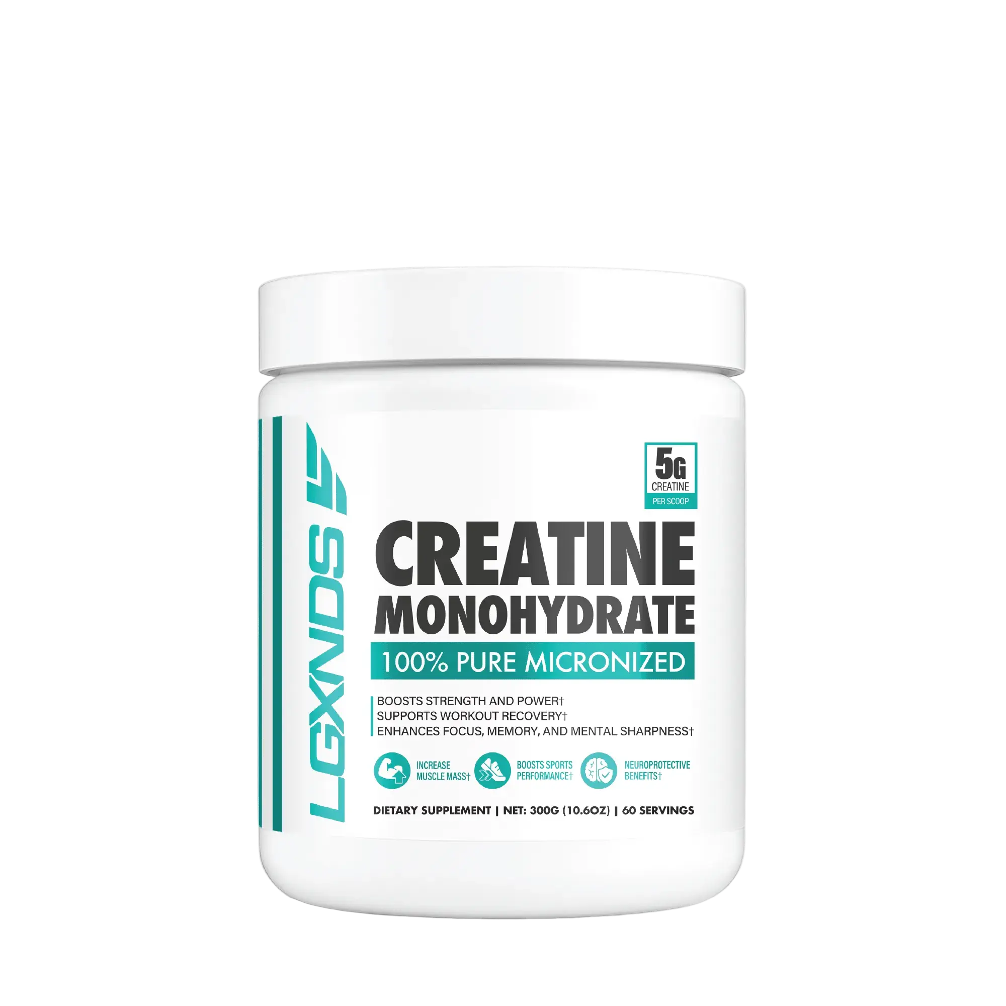 LGXNDS Micronized Creatine Monohydrate Powder | 5g Pure Creatine Per Scoop | 60 Servings | Unflavored | Strength Recovery and Cellular Energy Support | Vegan Non-GMO Gluten Free