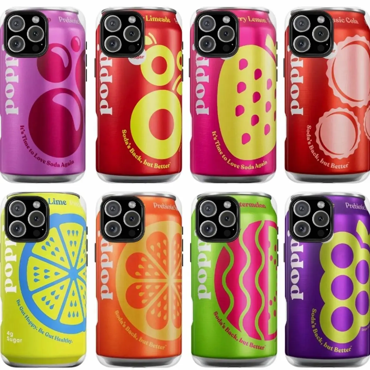 Poppi Soda Can-Style Phone Case — Juice Soda Series: Designed exclusively for Poppi enthusiasts. Compatible with iPhone 11–17 Pro Max/Plus series and Samsung Galaxy S23–S25 series.