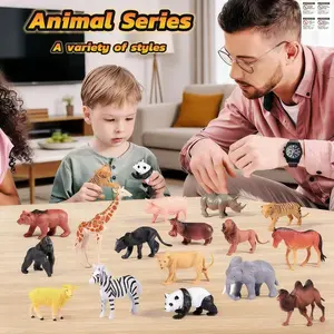 Realistic Animal Model Toys Set, Giant Wildlife Forest Figurines, Plastic Zoo Animals, Montessori Science Education, 16-Piece Gift Pack