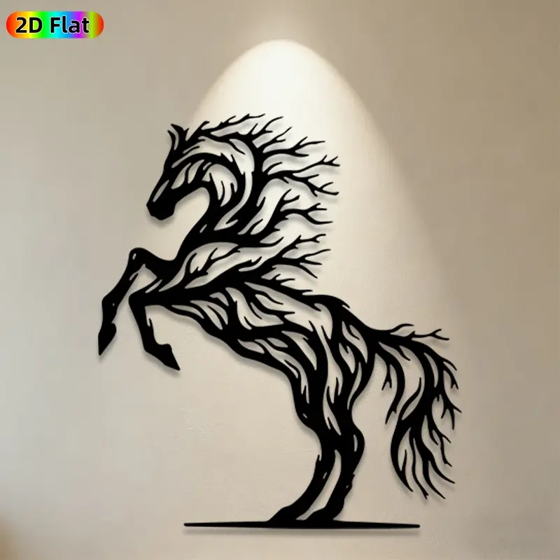 1pc Stallion Metal Wall Art, Dynamic Stallion Statue Mural, Ideal Gift for New Year, Christmas, Equestrian Decor Enthusiasts, Weather-Resistant Metal Wall Decor Wall Sculptures, Perfect for Living Room Wall & Garden Fence, Striking Home & Outdoor Decor