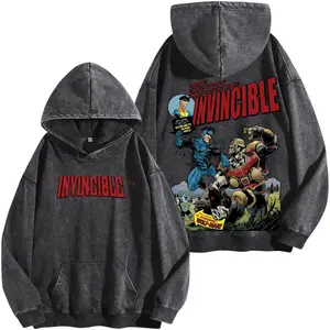 Invincible Mark Grayson Graphic Tee Vintage Washed Hoodie Unisex Streetwear Anime Shirt Invincible Comic Cover Design Superhero T Shirt Gift for Invincible Fans