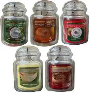 Yankee Candle Holiday Car Jar Ultimate Air Freshener 5 Pack Assorted Scents Balsam Cedar Macintosh Cinnamon Spiced Pumpkin Christmas Cookie Long Lasting Festive Aroma