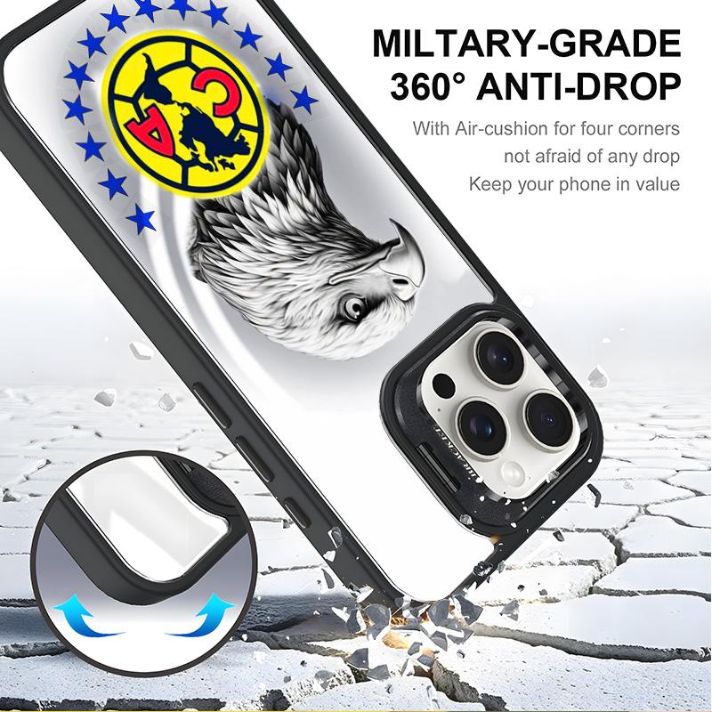 Club América Case | Slim Shockproof Cover with Team Art For iphone 17/AIR 16 15 14 13 12 11 PRO PLUS MAX COOL Fashionable Tough Magnetic Durable Metal lens frame Film Bracket Stand Gift Full Protection Camera Holder Phone Cases Cover 11X-L0697