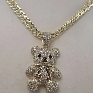(C32)(C33)Big bear pendant an beautiful chain  14kgoldplated  . 2 colors available