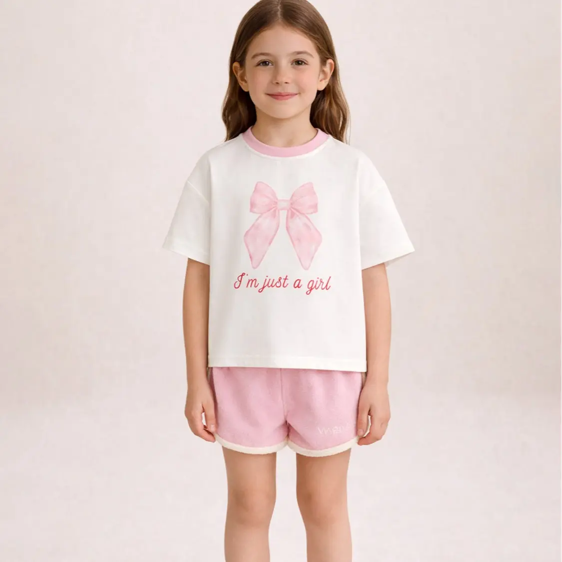 Girls Cotton Stretch Bow Summer Set