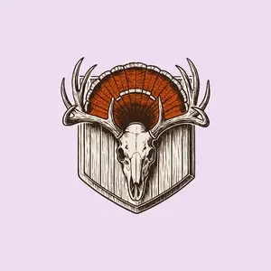 Gobbler Trophy Skull Decal, Antler Mount Hunting Sticker, Rustic Turkey Fan Decal for Outdoorsmen