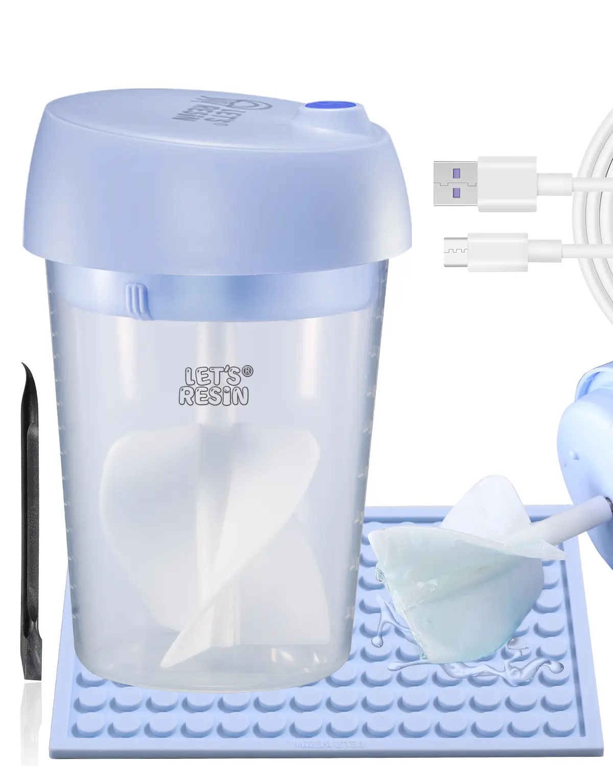 Auto Resin Mixer, Hands-Free Easy Clean Epoxy Resin Mixer with Silicone Mixing Cup, Electric Epoxy Resin Mixer for Epoxy Resin - Let's Resin Auto Resin Mixer, Hands-Free Easy Clean Epoxy Resin Mixer with Silicone Mixing Cup, Electric Epoxy Resin Mixer for Epoxy Resin - Let's Resin