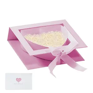 Pink Valentine's Day Heart Gift Box Heart Shaped Box with Rose Petals Valentine Romantic Gift for Anniversaries Wedding Birthday Present Supplies