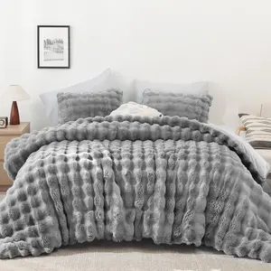 Light Gray Comforter Set Full - Ultra Soft & Warm Faux  Comforter for Winter, Elegant Fluffy Cream Comforter with Pillowcases, Cozy Gray Full Bedding Set