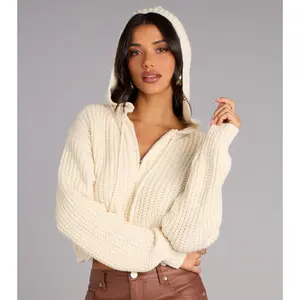 Keep It Chill Knit Crop Hoodie