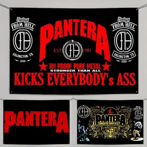 PIKPAKAP-Pantera Heavy Mental Rock Band Flags Turn Any Space Into a Party Instantly | Microfiber Festival Banner Indoor Outdoor Hanging Decor | For Bedroom Living Room Bar Garden Party Party Decoration Supplies