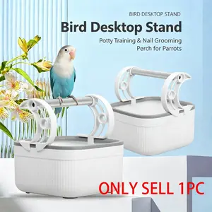 Parrot Potty Training Stand | Desktop & Floor Perch with Scratching Rod, Tray & Feeder Set – Suitable for Budgies, Cockatiels & Small Parrots