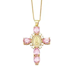 Virgin Mary pink necklace