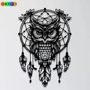 1pc Owl Dreamcatcher Metal Wall Art, Mystical Owl Dreamcatcher Statue Mural, Ideal Gift for Halloween, Thanksgiving, Nature & Dreamcatcher Enthusiasts,  Wall Sculptures, Perfect for Bedroom Wall & Garden Fence, Unique Bohemian Home Decor